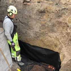 omfangsdræn ved at blive etableret